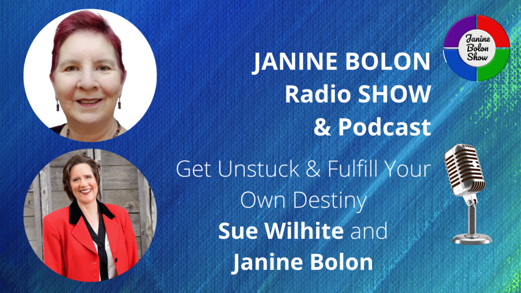 promo image for the Janine Bolon show where Sue Wilhite was a guest.